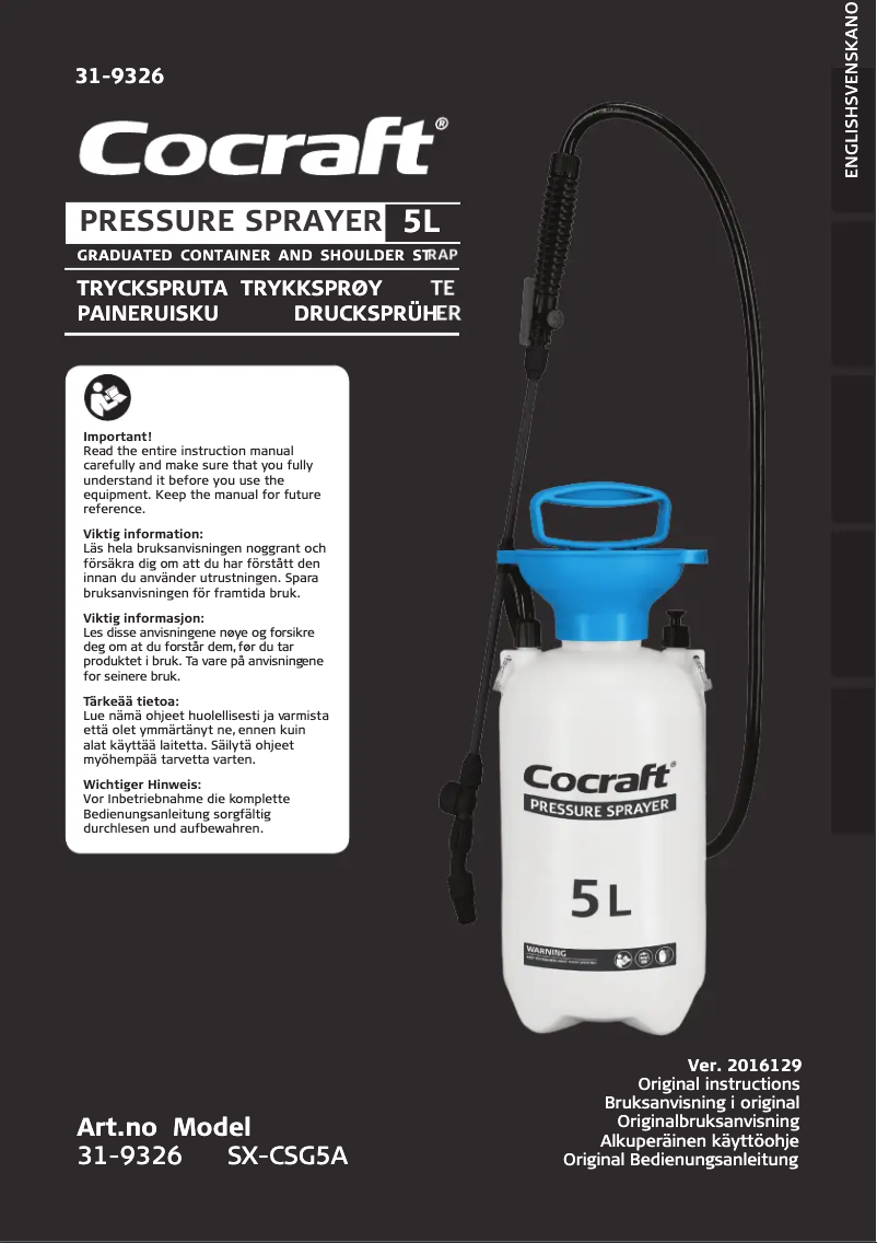 Page 1 de la notice Manuel utilisateur Cocraft SX-CSG5A