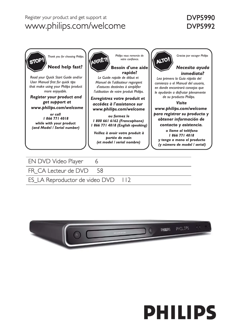 First page image of the manual for DVP5990