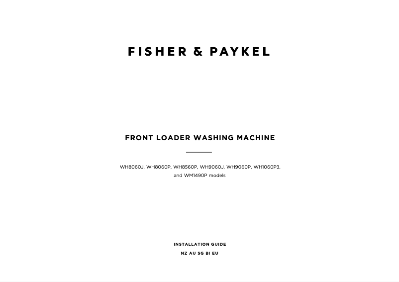 Page 1 de la notice Guide d'installation Fisher & Paykel WM1490P2
