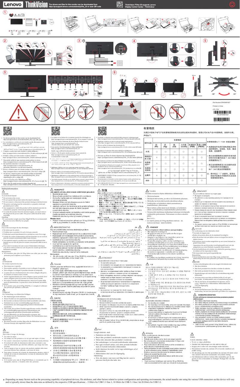Page 1 de la notice Manuel utilisateur Lenovo ThinkVision P34w-20