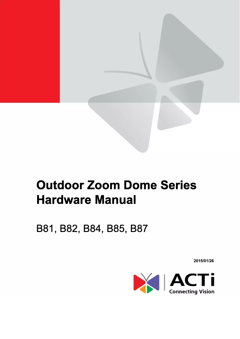 Page n°1 - Manuel utilisateur ACTi B82