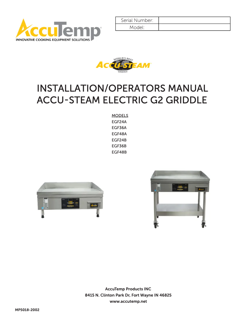 Image de la première page du manuel de l'appareil AccuSteam EGF4803B3650-T1