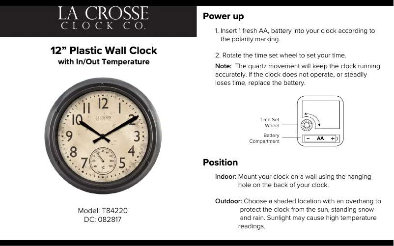 Page n°1 - Manuel utilisateur La Crosse Technology T84220