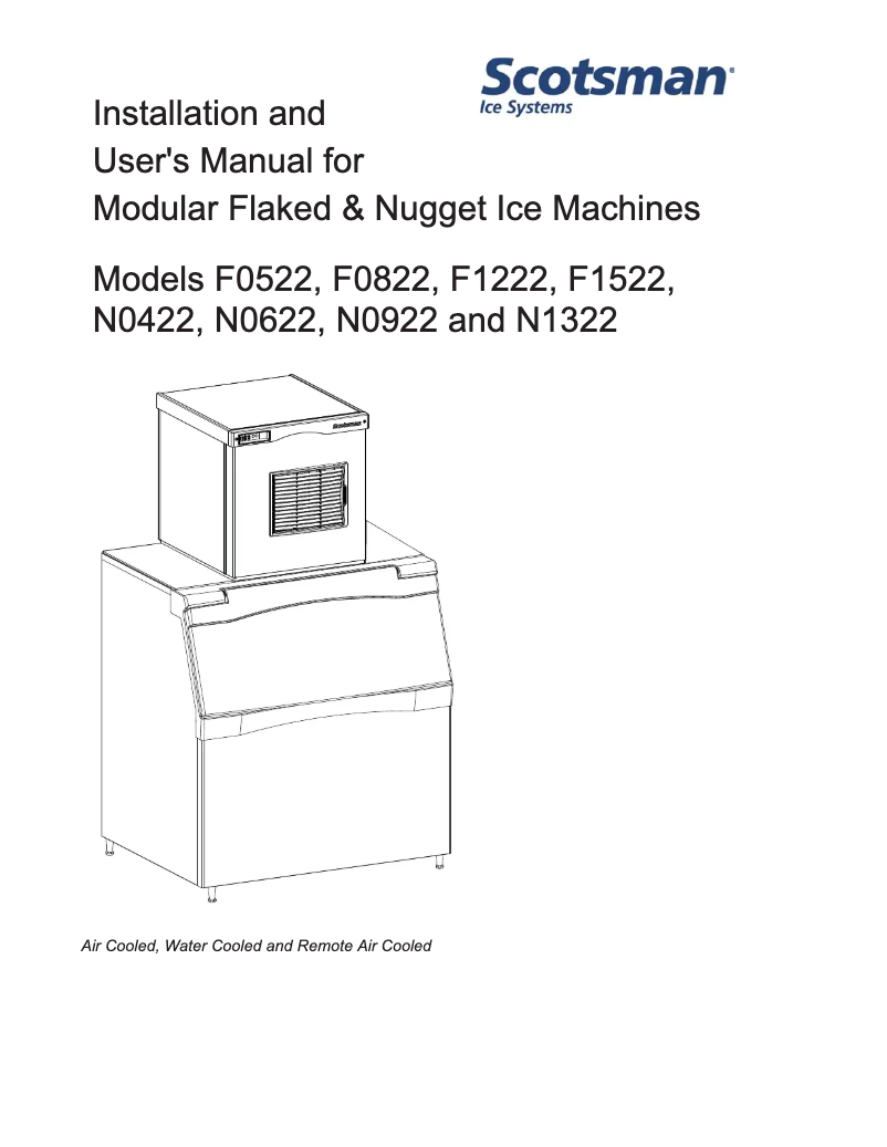 Page 1 of the manual User Manual Scotsman NS0422A-1