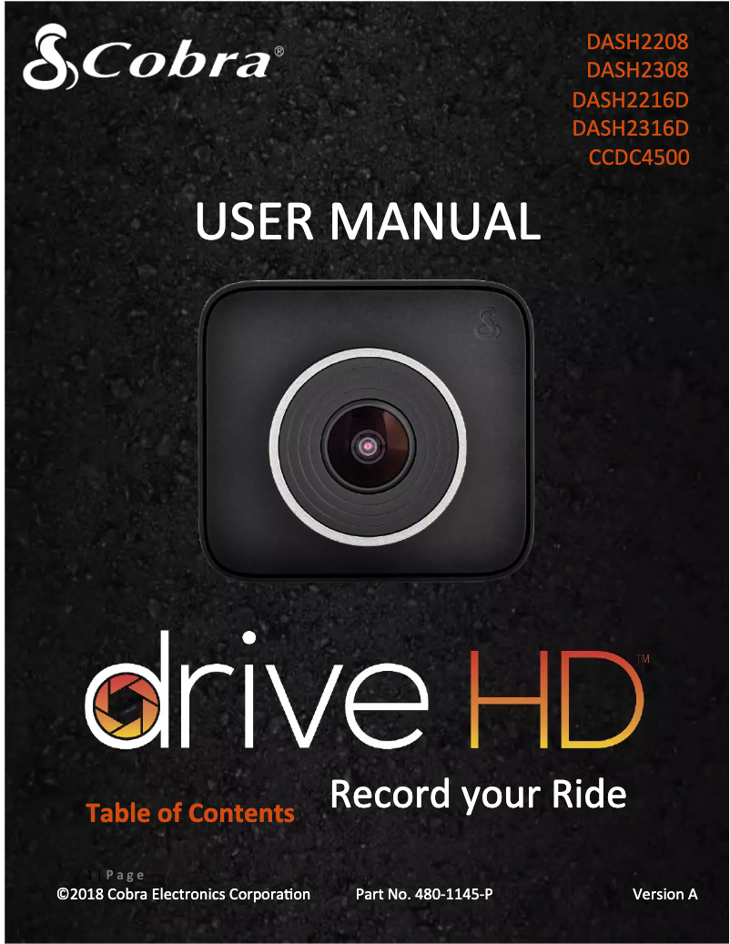 Page 1 de la notice Manuel utilisateur Cobra DASH2308