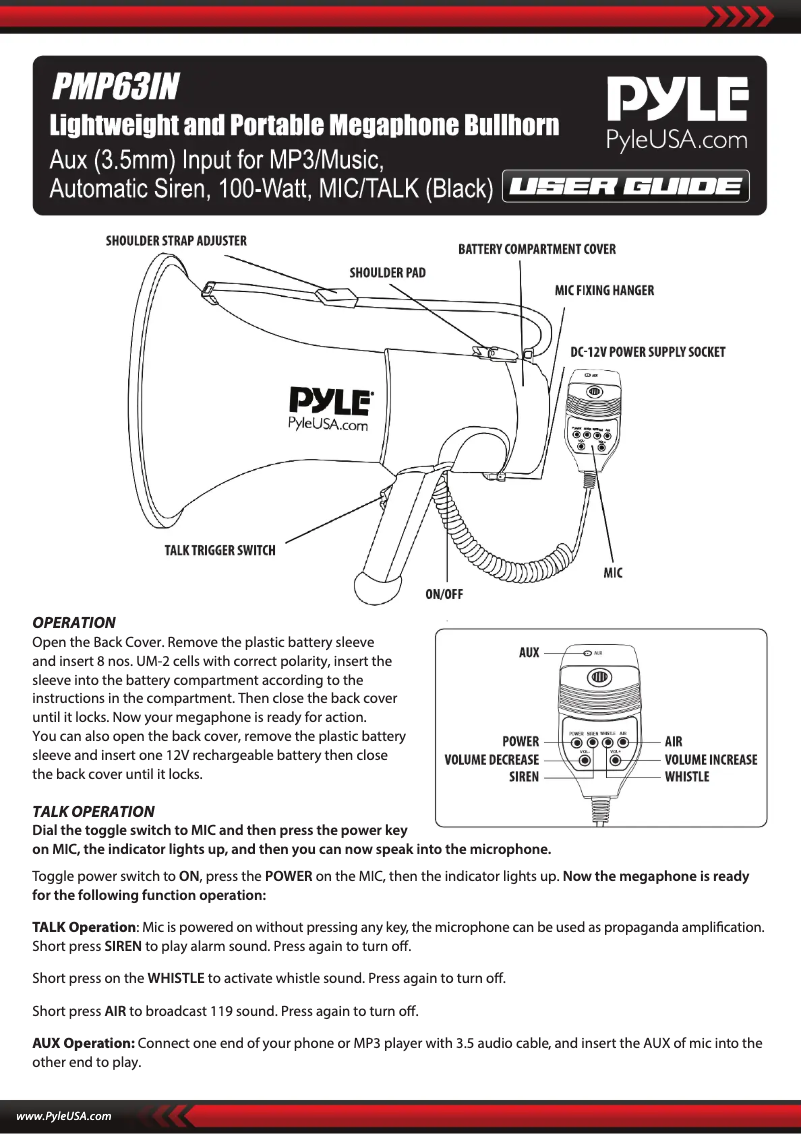 Page n°1 - Manuel utilisateur Pyle PMP63IN