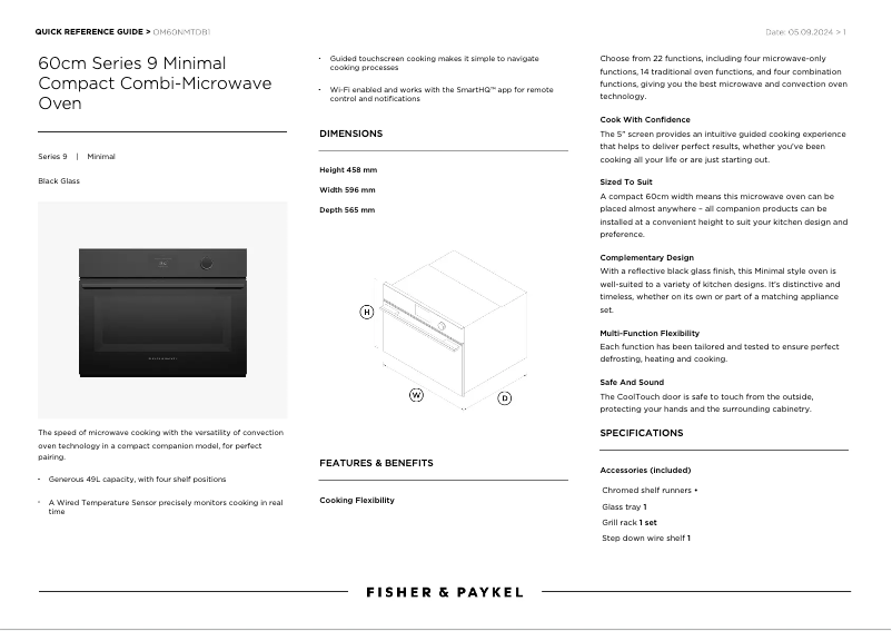 Page n°1 - Fiche technique Fisher & Paykel OM60NMLB1