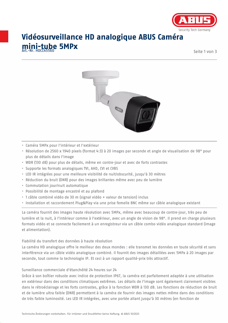 Image de la première page du manuel de l'appareil HDCC45560