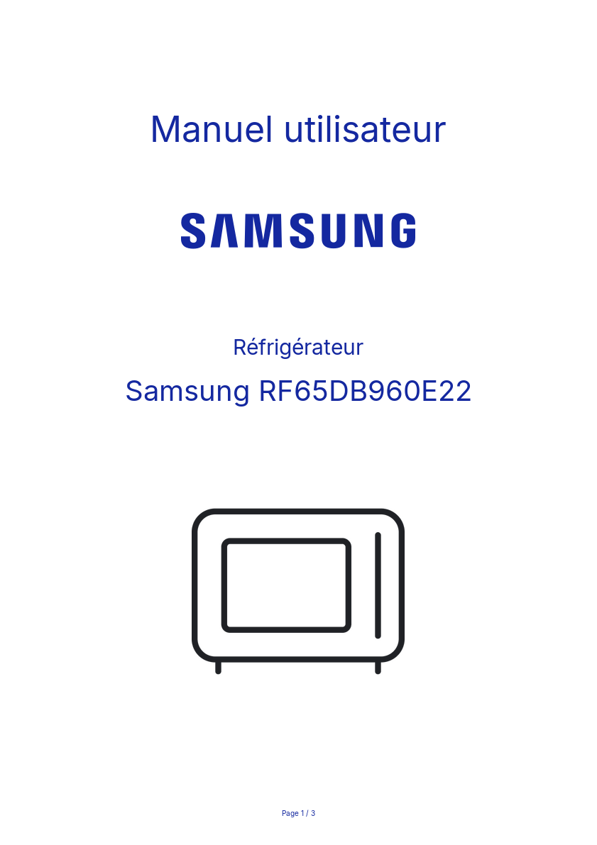 Page n°1 - Manuel utilisateur Samsung RF65DB960E22