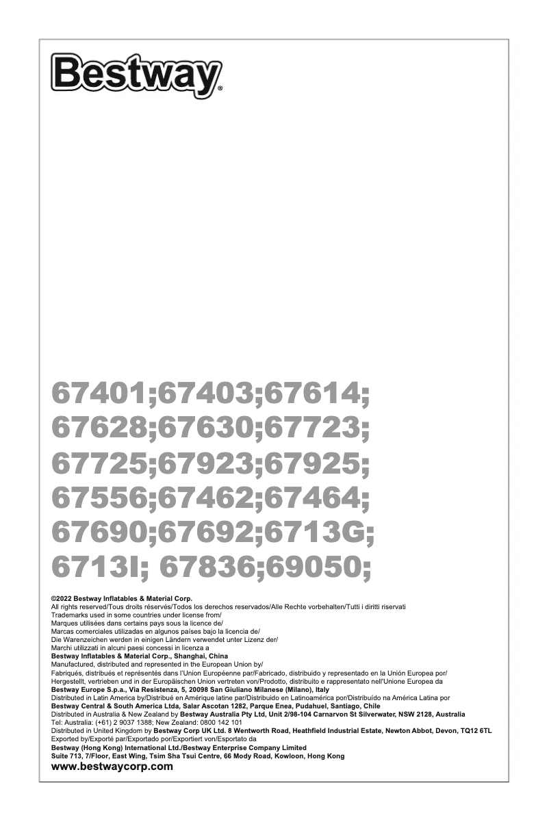 Page 1 de la notice Manuel utilisateur Bestway 67836