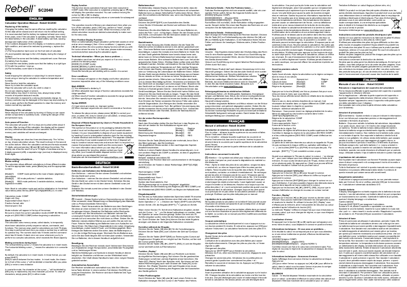 Page 1 de la notice Manuel utilisateur Rebell SC2040