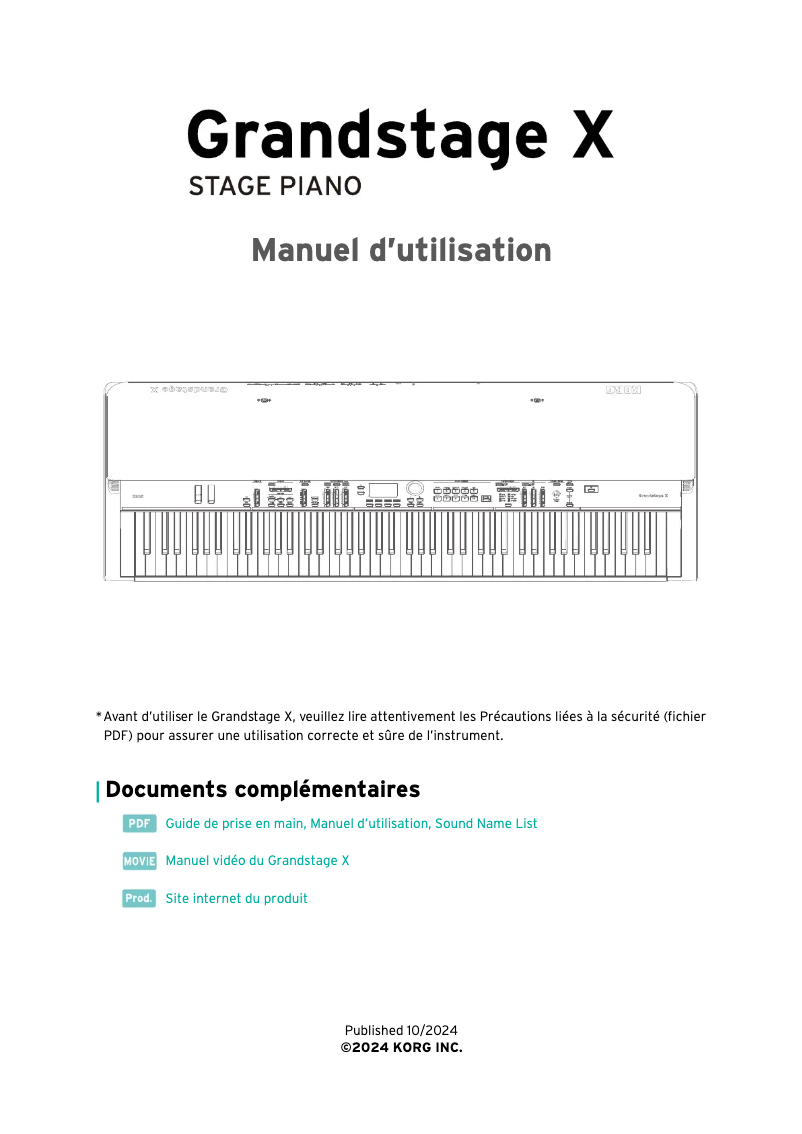 Page n°1 - Manuel utilisateur Korg Grandstage X
