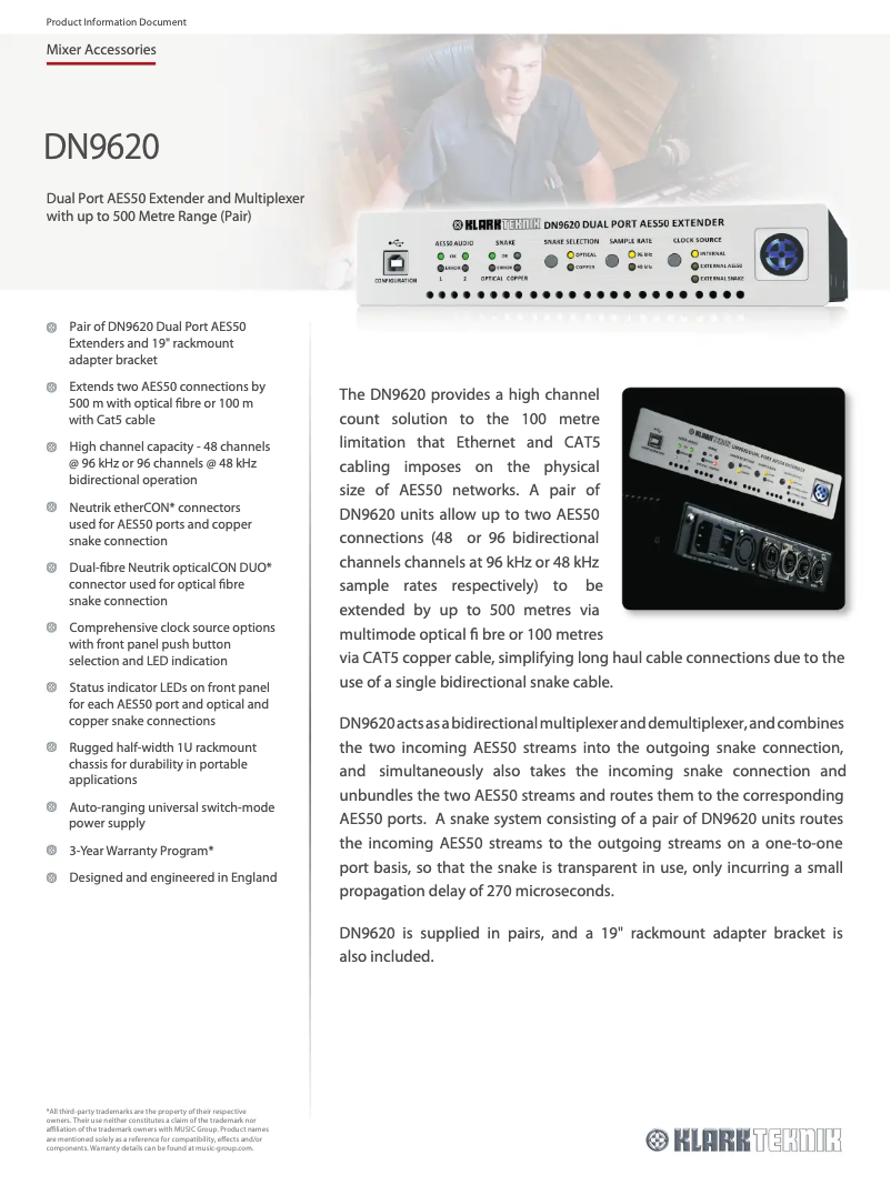 Page n°1 - Fiche technique Klark Teknik DN9620