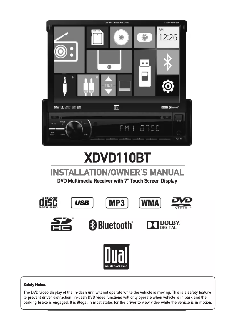 Image de la première page du manuel de l'appareil XDVD110BT