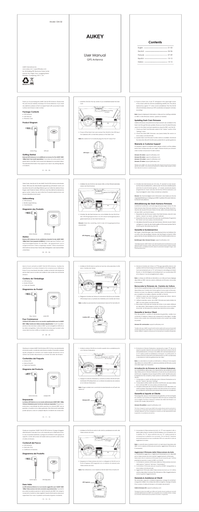 Page 1 de la notice Manuel utilisateur Aukey PA-T15