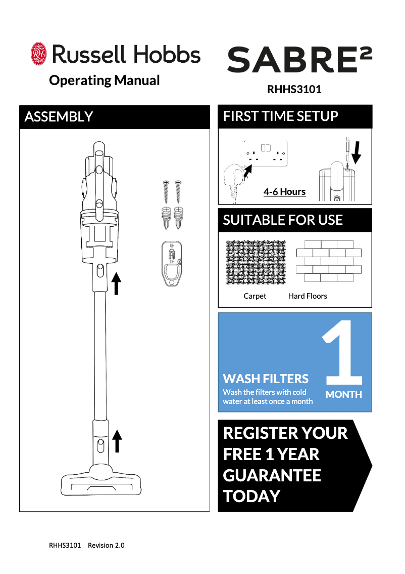Page n°1 - Manuel utilisateur Russell Hobbs Sabre2 RHHS3101