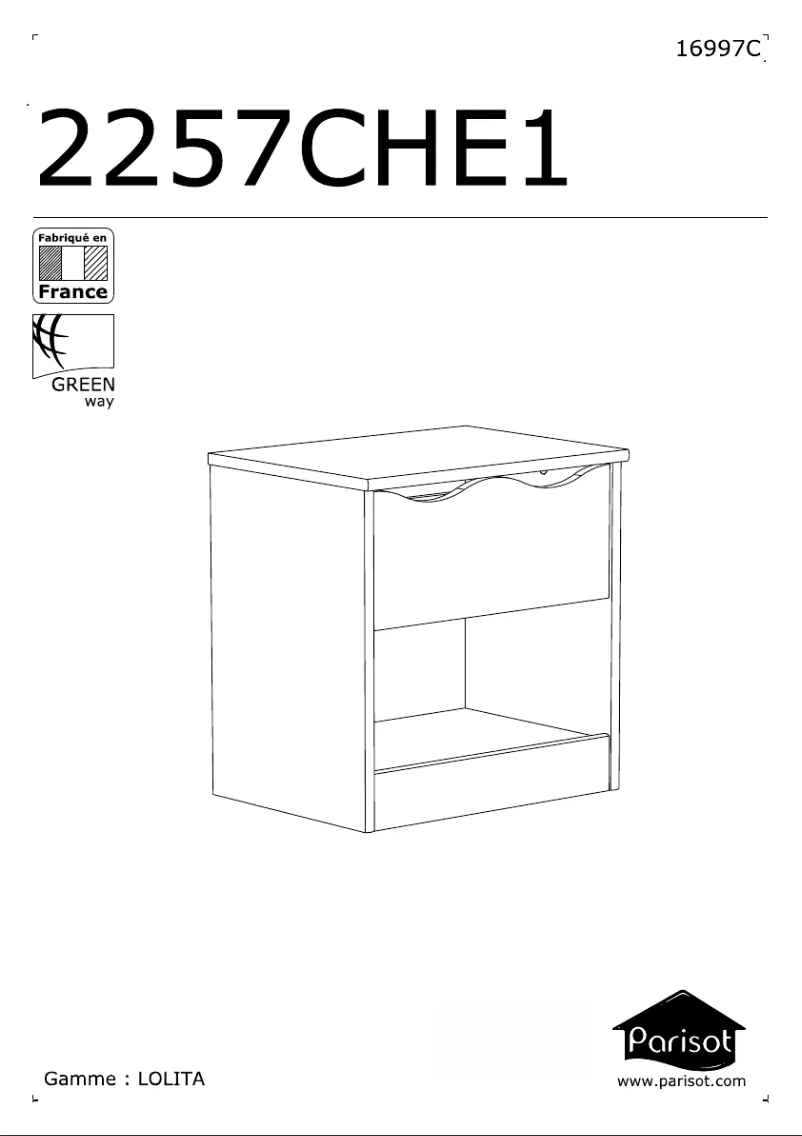 Page 1 de la notice Manuel utilisateur Parisot Lolita 2257CHE1