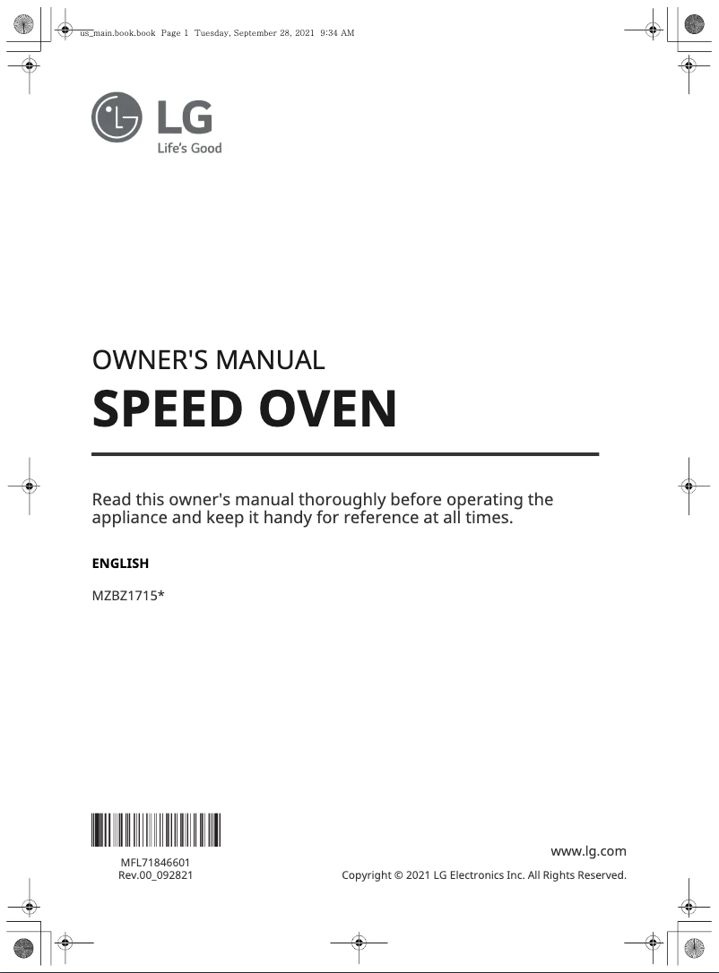 Image de la première page du manuel de l'appareil MZBZ1715S