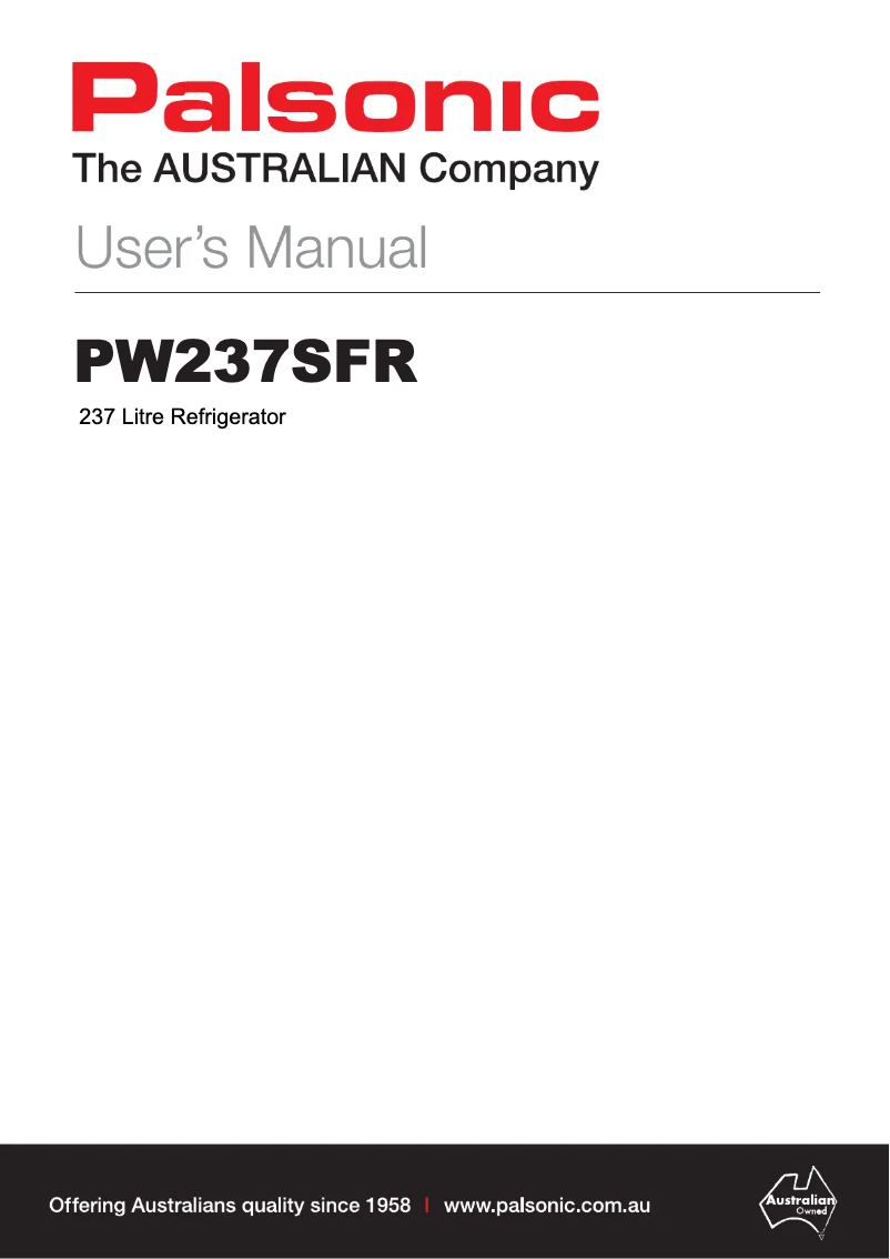 Page n°1 - Manuel utilisateur Palsonic PW237SFR