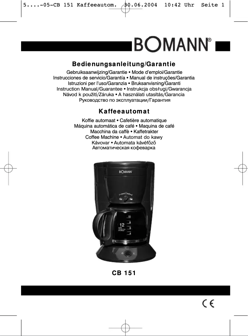 Page 1 de la notice Manuel utilisateur Bomann CB 151