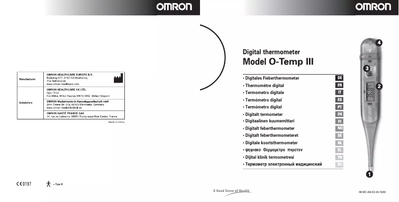 Page 1 de la notice Manuel utilisateur Omron O-Temp III