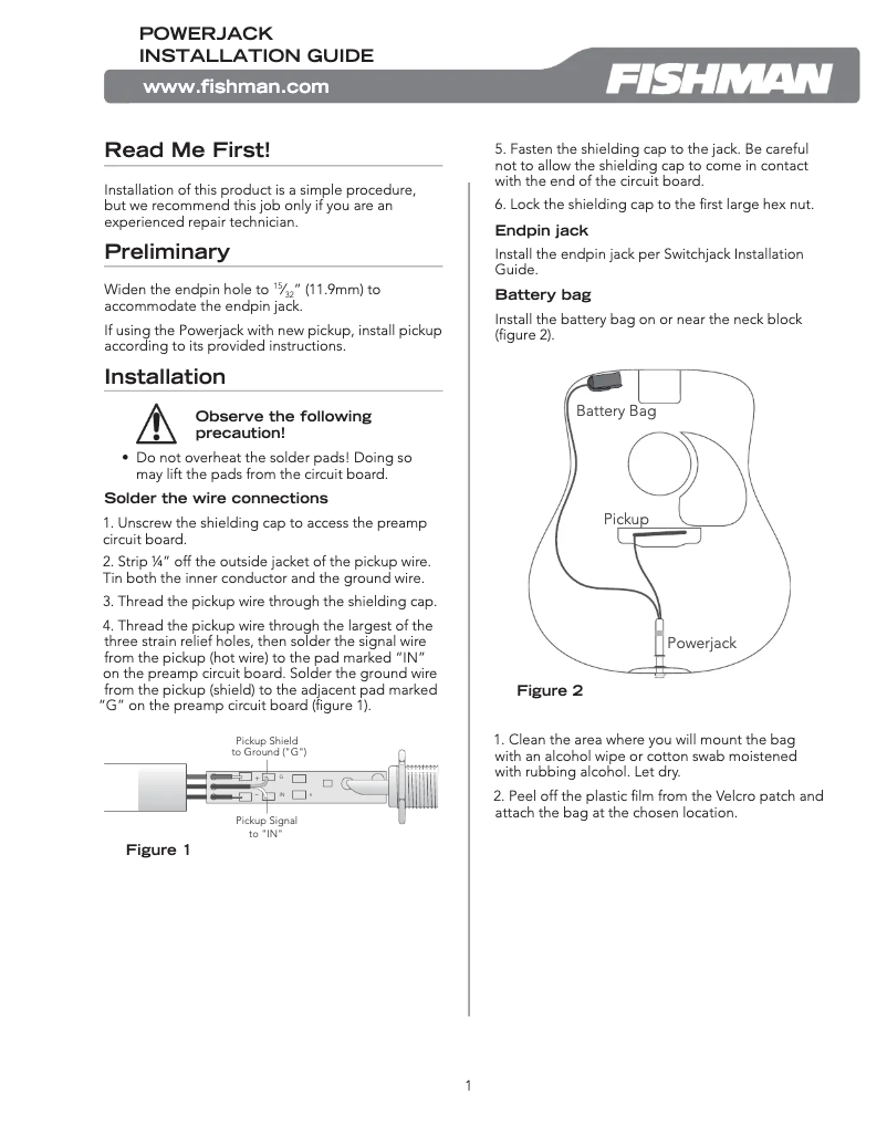 Page 1 de la notice Manuel utilisateur Fishman PRO-PJA-001