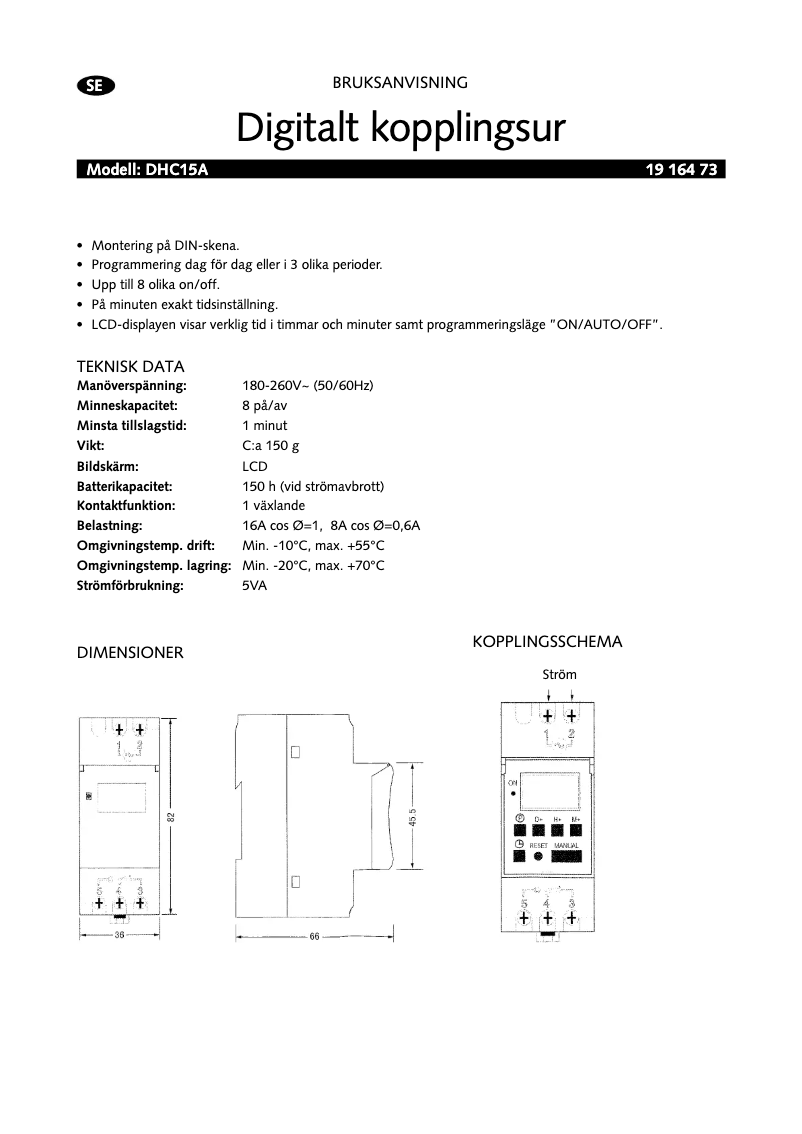 Imagen de la primera página del manual del dispositivo DHC15