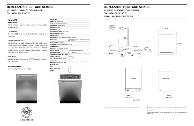 Image de la première page du manuel de l'appareil DW24T+HERHK24DW