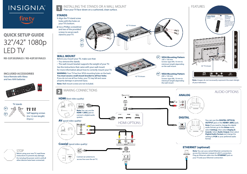 Page n°1 - Guide de démarrage rapide Insignia NS-32F202NA23