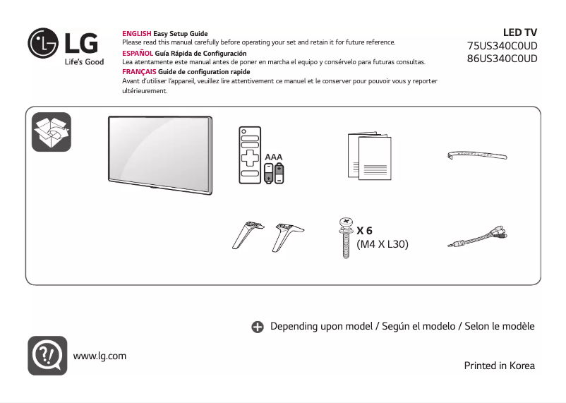 Imagen de la primera página del manual del dispositivo 75US340C0UD