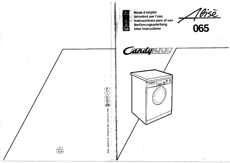 Image de la première page du manuel de l'appareil Alise 065