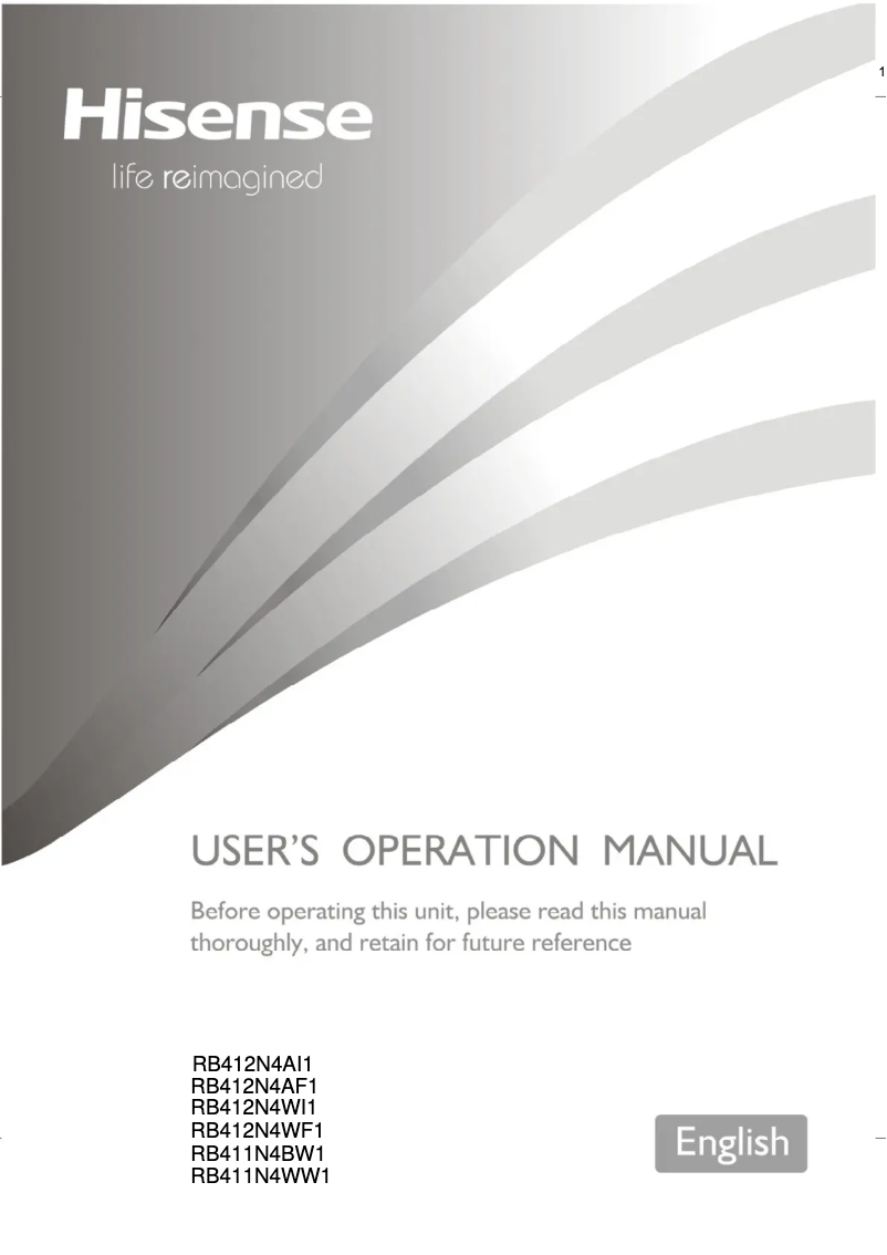 Page 1 de la notice Manuel utilisateur Hisense RB412N4WF1