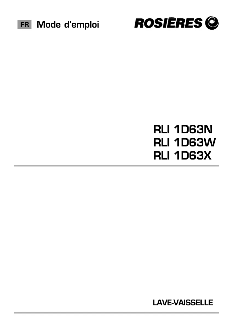 Image de la première page du manuel de l'appareil RLI 1D63X-47