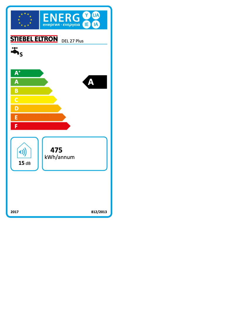 Page n°1 - Label énergétique Stiebel Eltron DEL 27 Plus