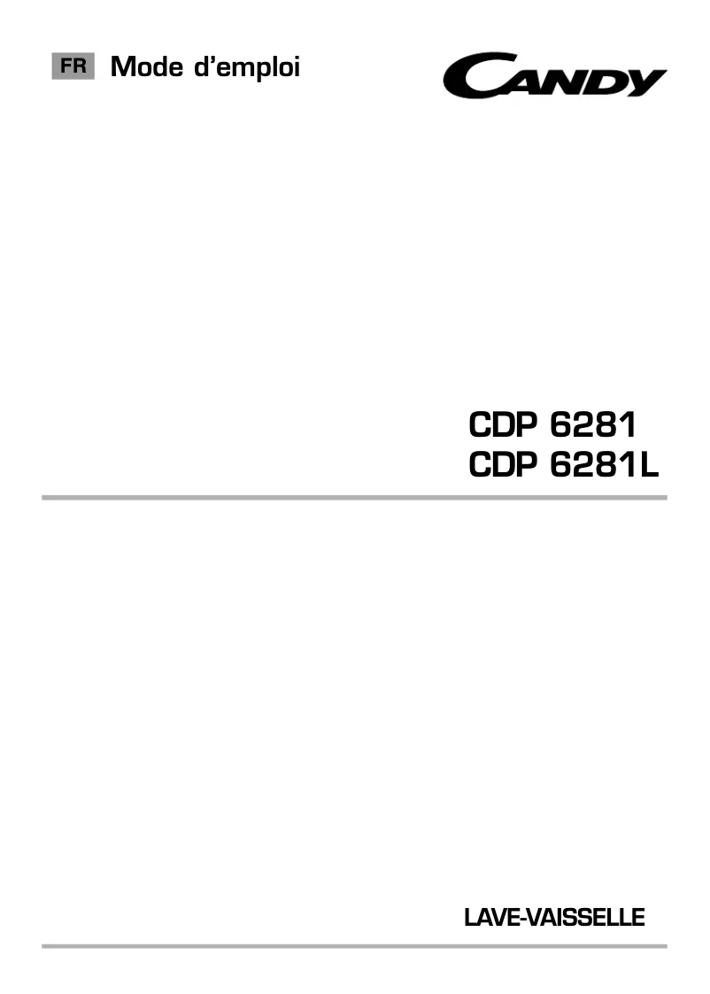 Page 1 de la notice Manuel utilisateur Candy CDP 6281-47