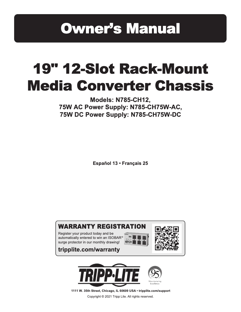 Page 1 de la notice Manuel utilisateur Tripp Lite N785-CH12