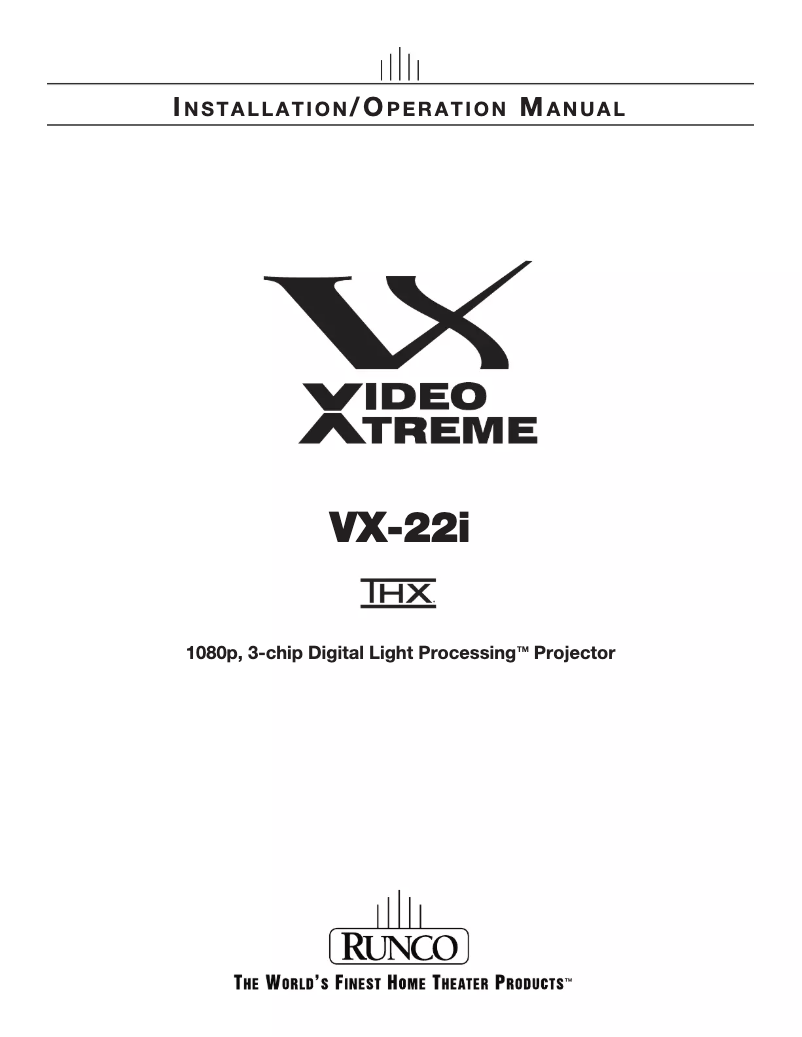 Page 1 de la notice Manuel utilisateur Runco VX-22i