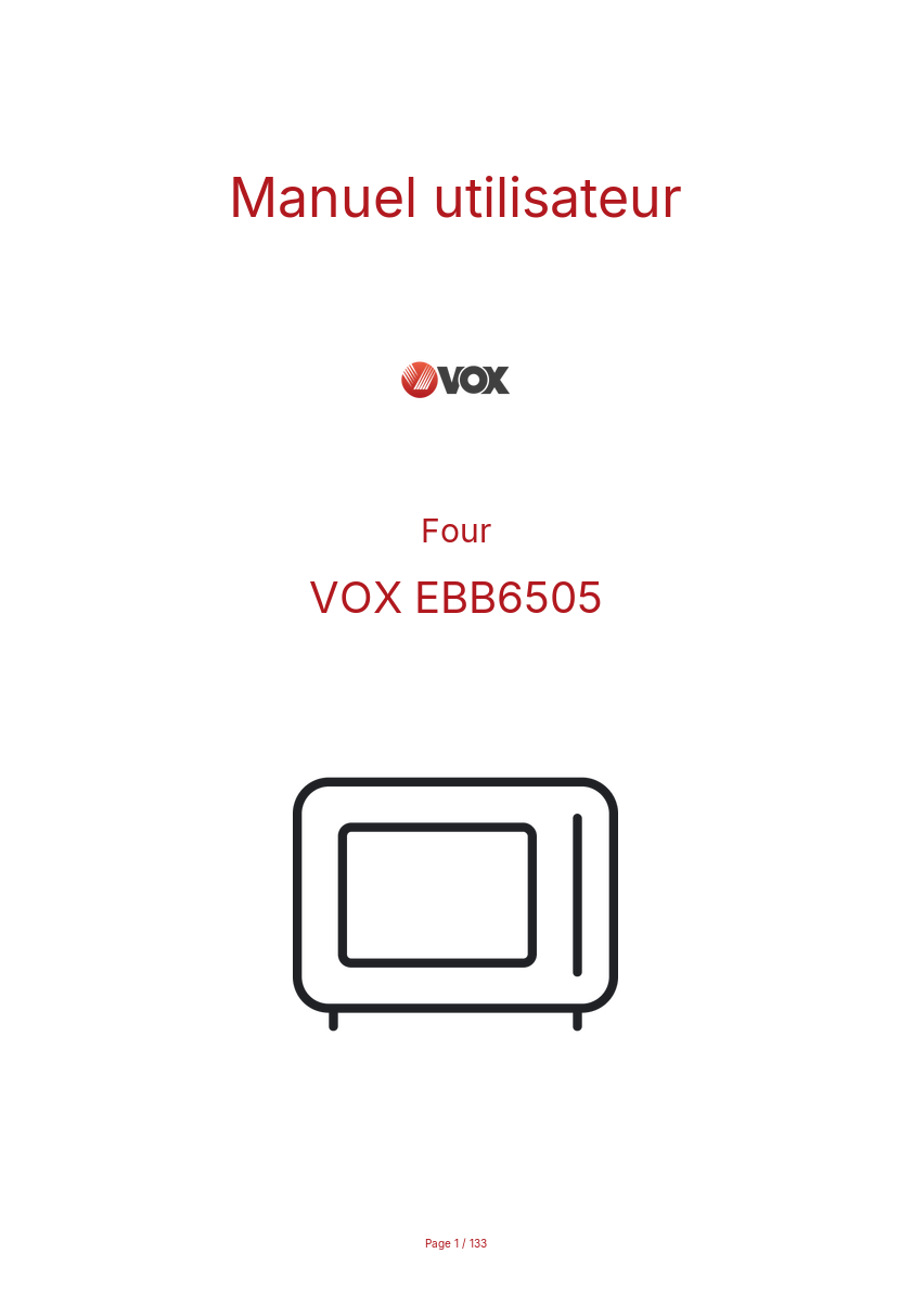 Page n°1 - Manuel utilisateur VOX EBB6505