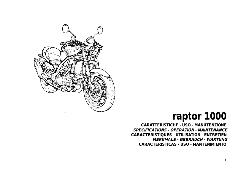 Image de la première page du manuel de l'appareil Raptor 1000 (2002)