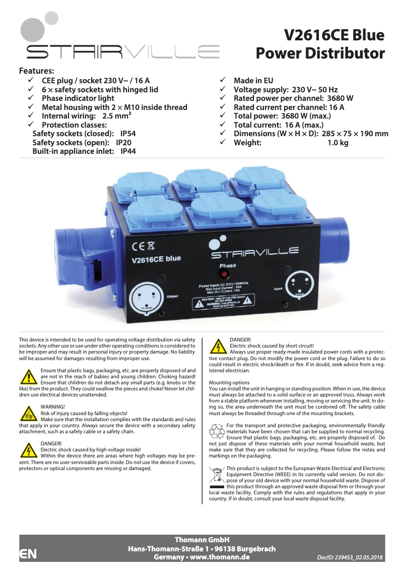 Page 1 of the manual User Manual Stairville V2616CE