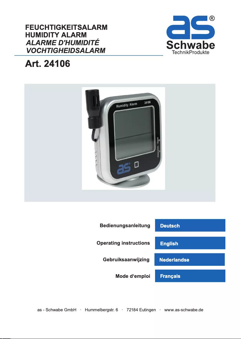 Page n°1 - Manuel utilisateur AS Schwabe 24106