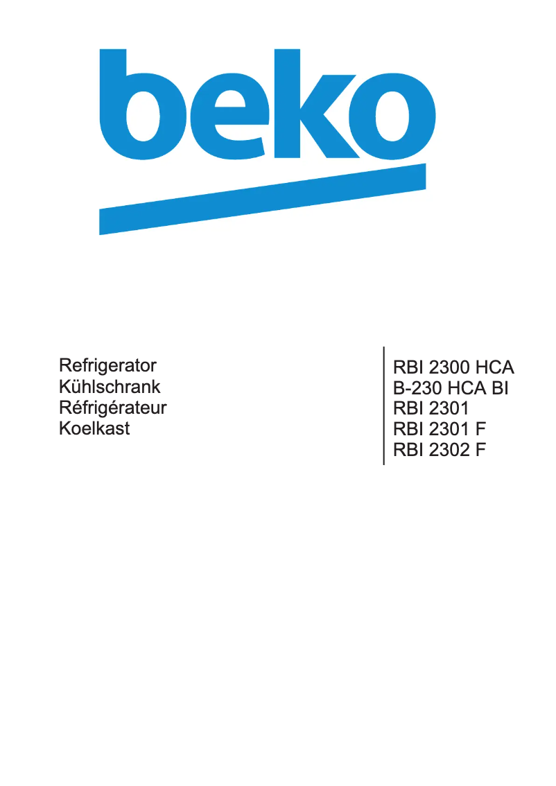 Page n°1 - Manuel utilisateur Beko RBI 2301