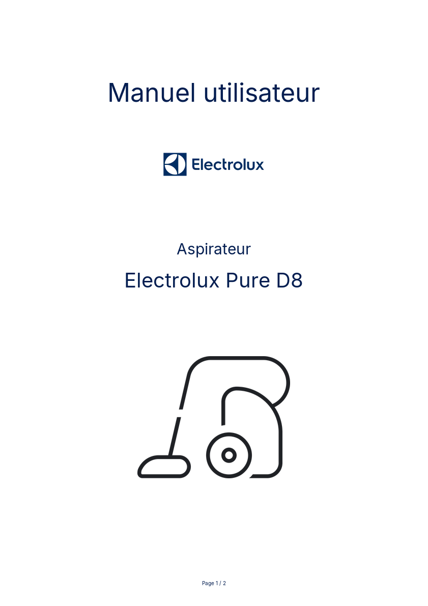 Page n°1 - Manuel utilisateur Electrolux Pure D8