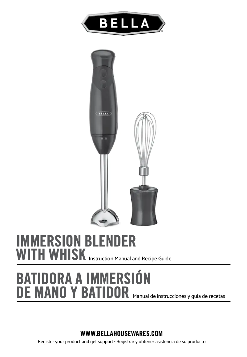 Page 1 de la notice Manuel utilisateur Bella Immersion with Whisk