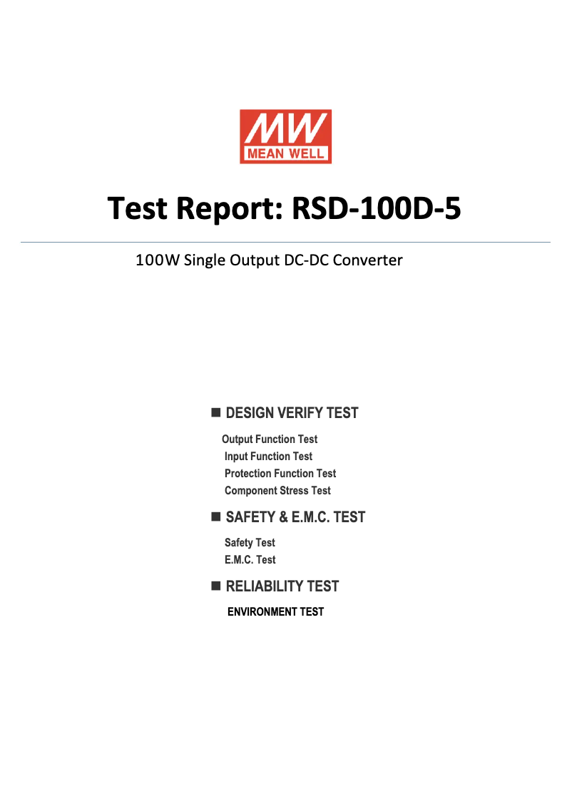 Page n°1 - Fiche technique Mean Well RSD-100D-5