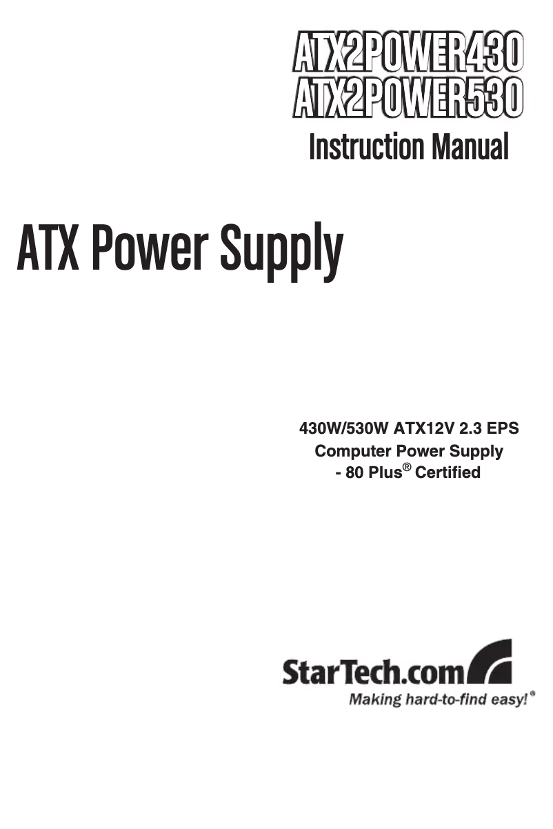 Image de la première page du manuel de l'appareil ATX2POWER530