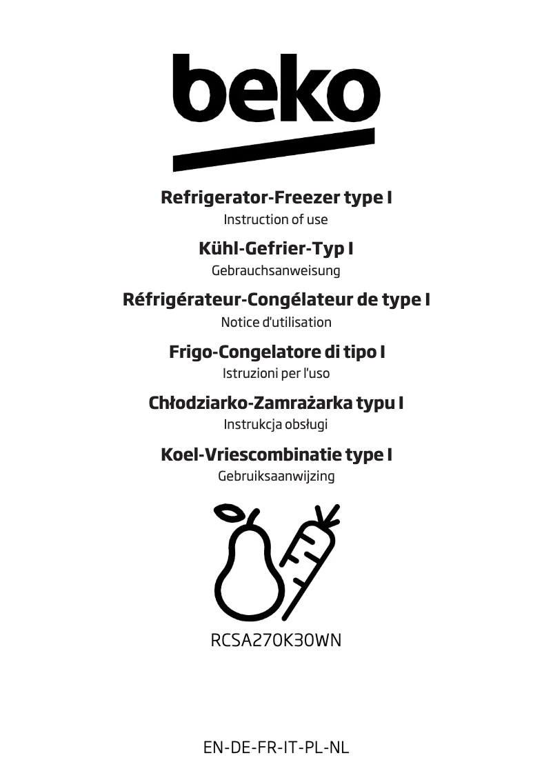 Page n°1 - Fiche technique Beko RCSA270K30WN