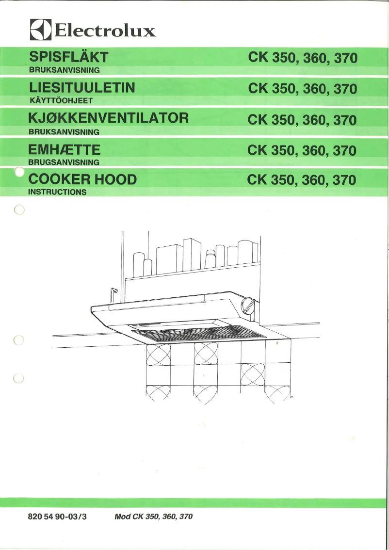 Page n°1 - Manuel utilisateur Electrolux CK350
