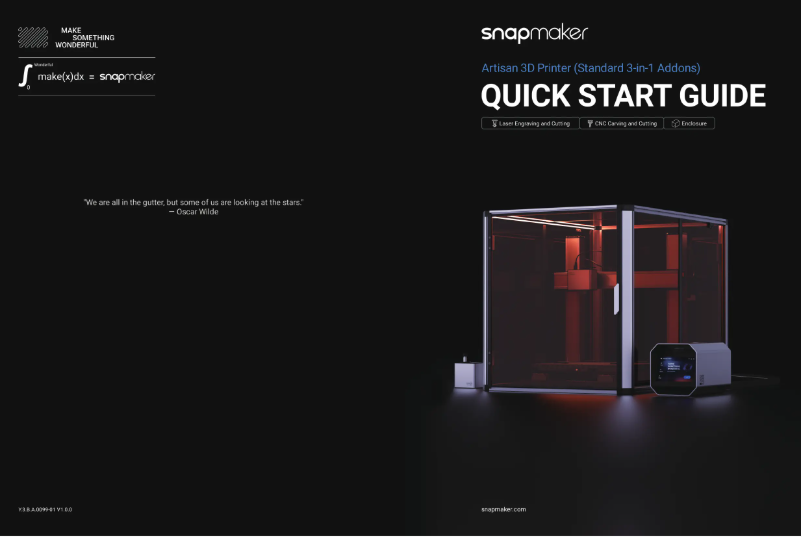 Page 1 de la notice Manuel utilisateur Snapmaker Artisan