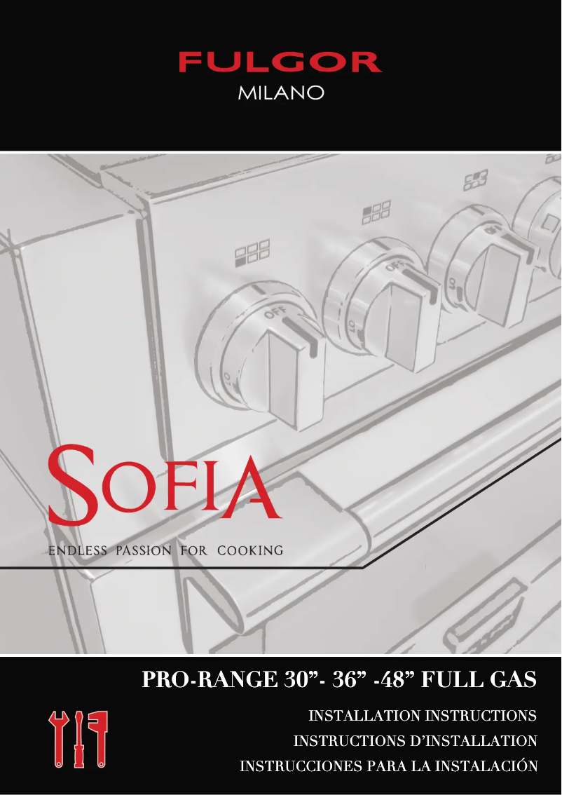 Page 1 de la notice Guide d'installation Fulgor Milano F6PGR364GS2